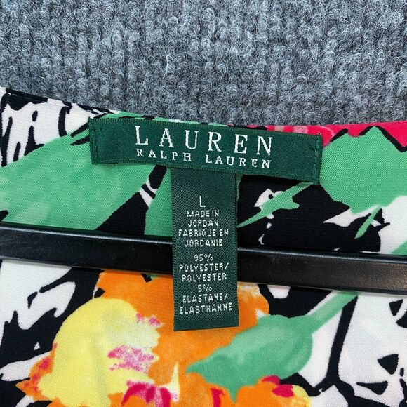 Lauren Ralph Lauren Dress Womens L Floral A-Line Stretch Ladies Cocktail Evening - Picture 6 of 9